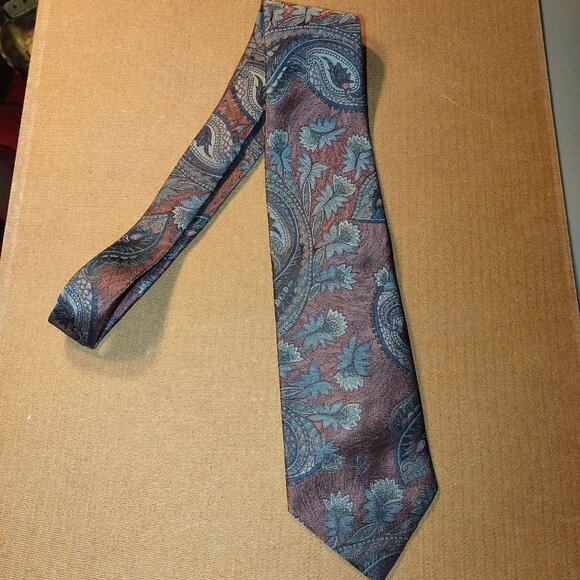 Christian Dior Other - Christian Dior Monsieur Paisley Silk Tie In Burgundy & Blue